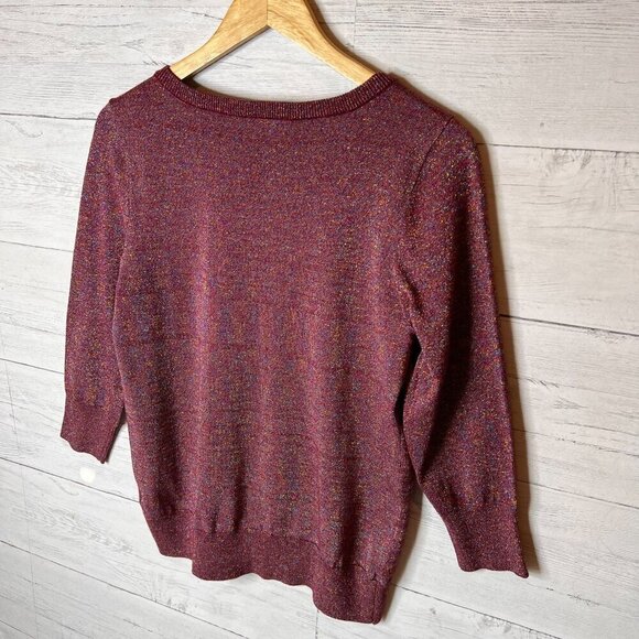 ModCloth Cardigan Womens Size Medium Burgundy Metallic Button Down Sweater - Picture 13 of 16